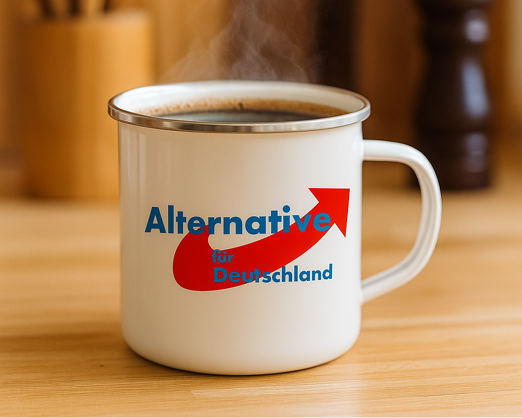 AfD Emaille Tasse Motiv 2